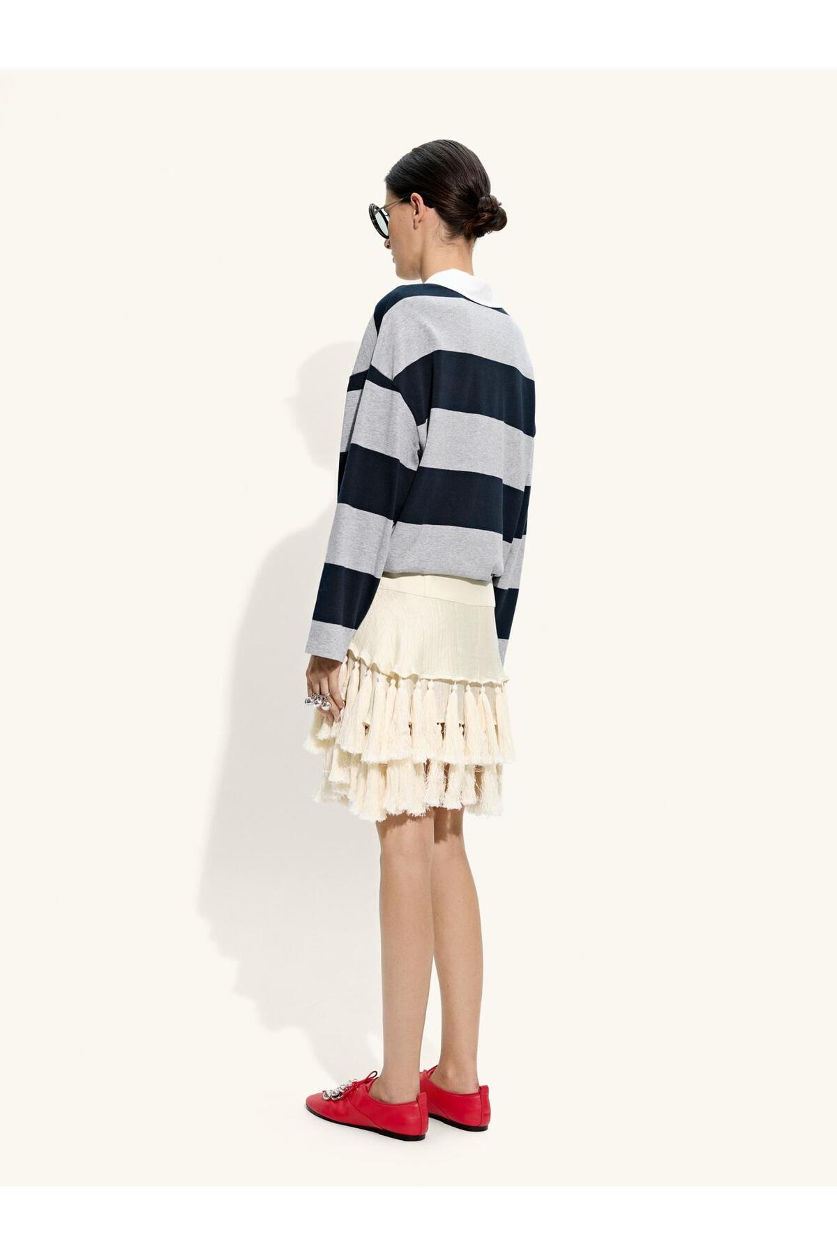 Parfois  Kadın Çizgili Sweatshirt %100 Pamuk - Görsel 4