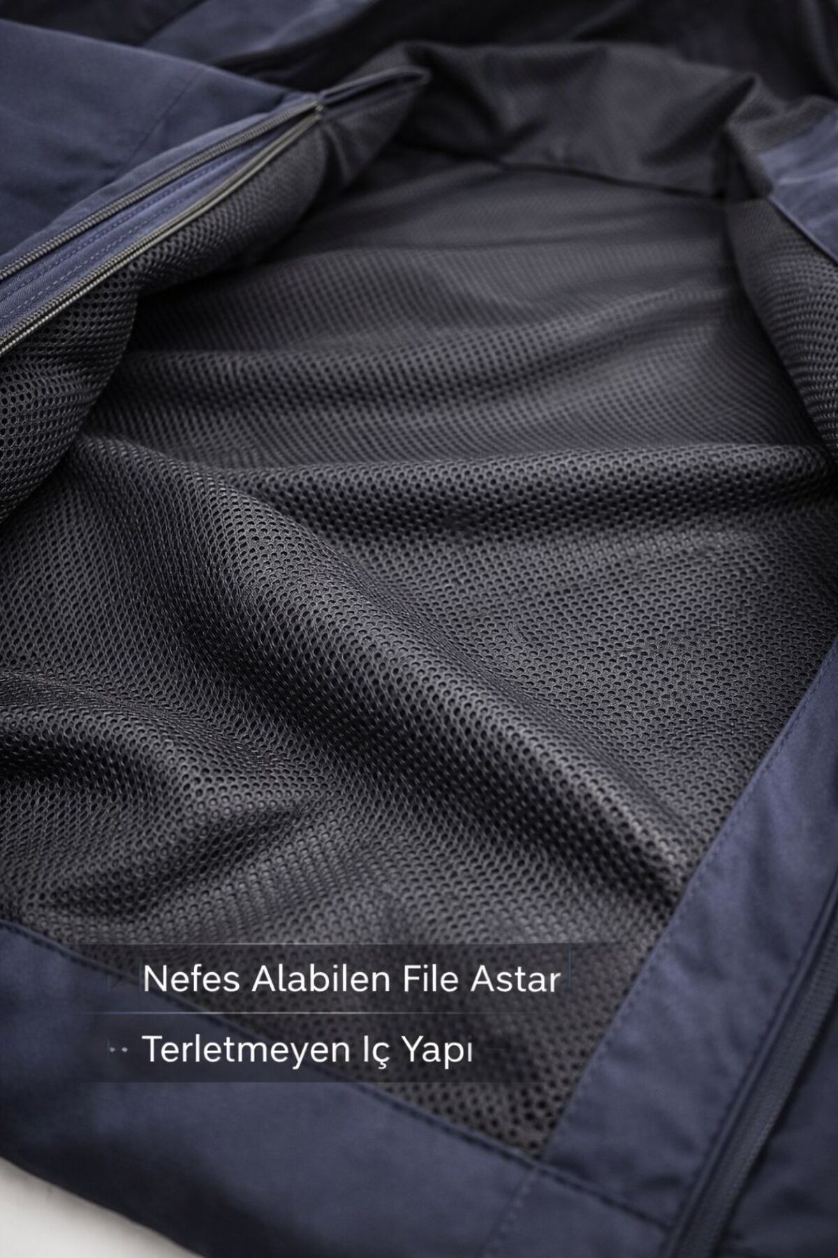 BAROS  Erkek İçi Astarlı Cırt Ve fermuar kapama Suya Dayanıklı Kapüşonlu çift cep Yağmurluk % Rüzgarlık - Görsel 4