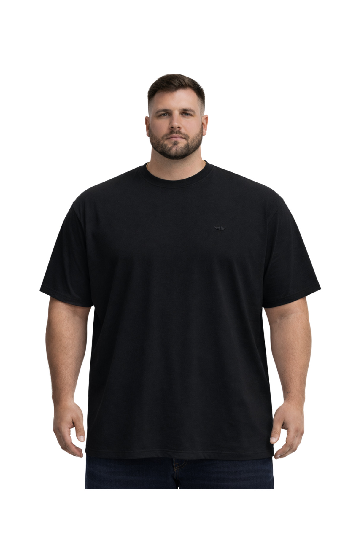 BattalModa Erkek Büyük Beden Siyah Basic Kısa Kollu Tişört 3XL-4XL-5XL-6XL-7XL-8XL