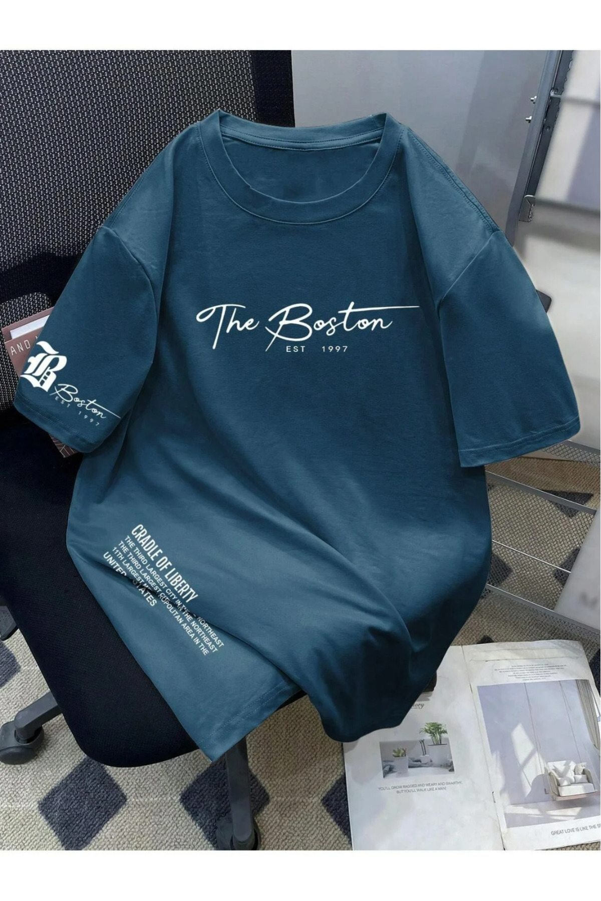ZAVIXO -ERKEK Oversize t-shirt, Günlük Şıklık & Konfor THE BOSTON görsel 2