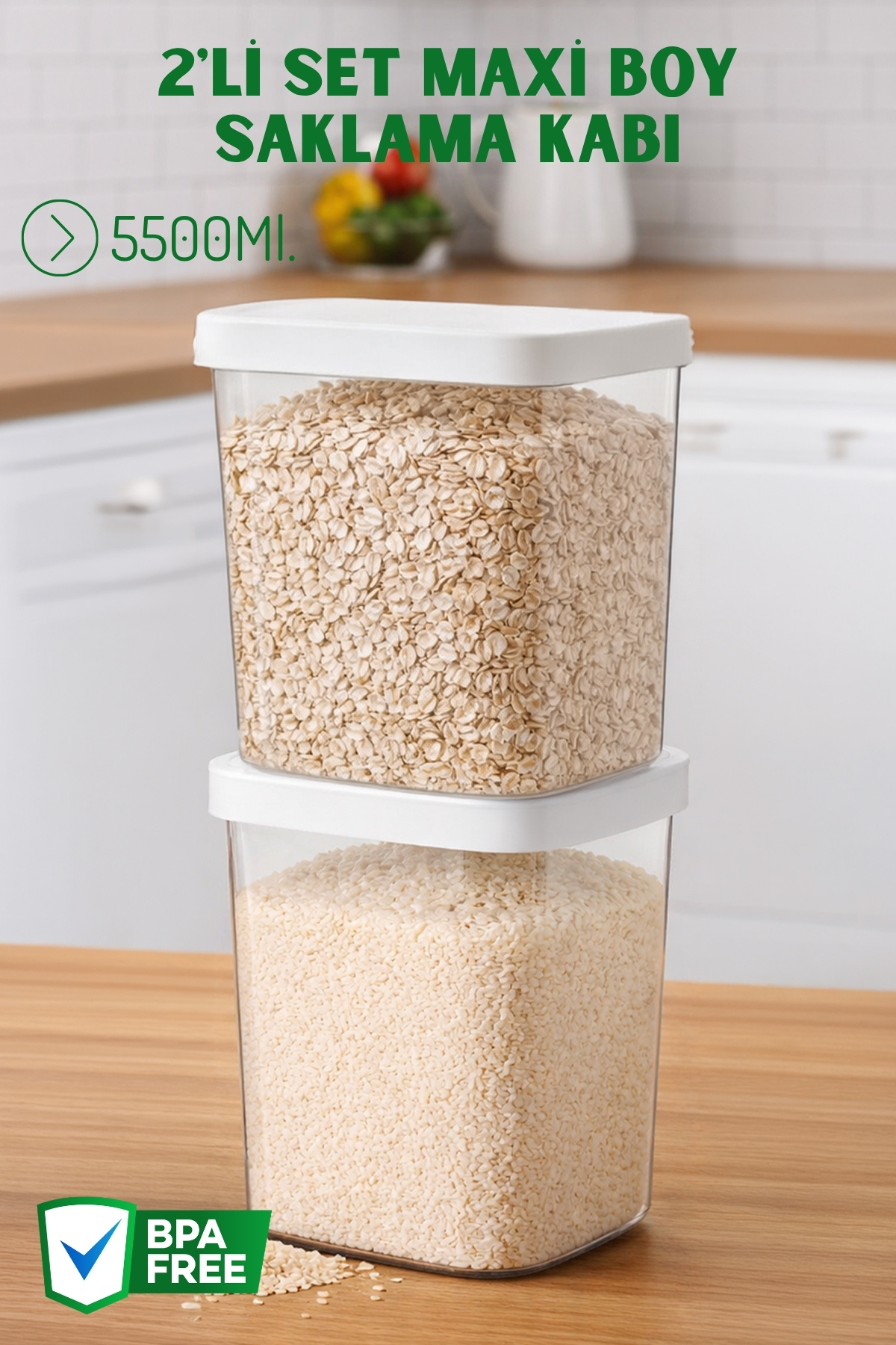 5500Ml. 2-Piece Set Maxi Size Storage Container with Flat Lid - Provisions Storage Container