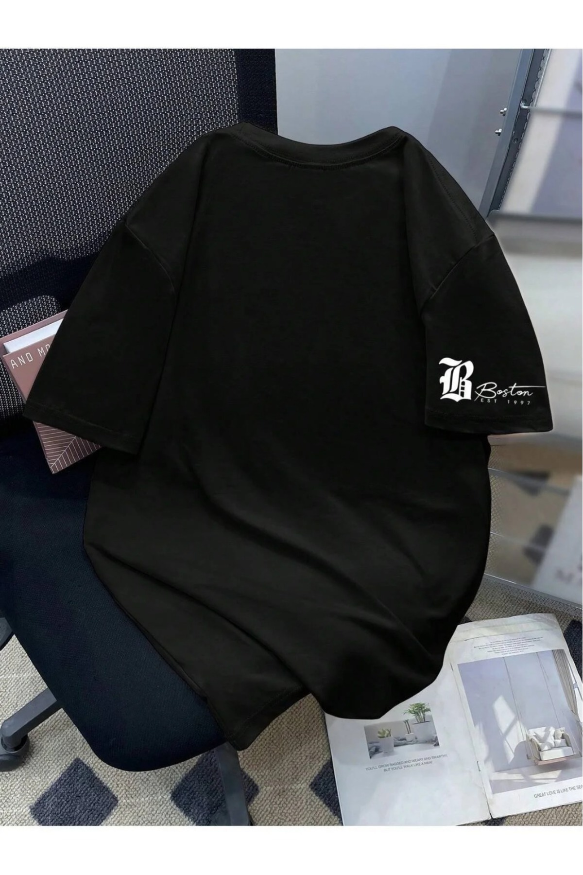 ZAVIXO -ERKEK 3 İplik Oversize t-shirt, Günlük Şıklık & Konfor THE BOSTON görsel 3
