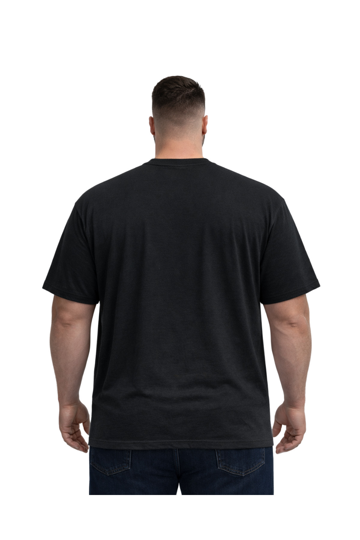 BattalModa Erkek Büyük Beden Siyah Basic Kısa Kollu Tişört 3XL-4XL-5XL-6XL-7XL-8XL görsel 2