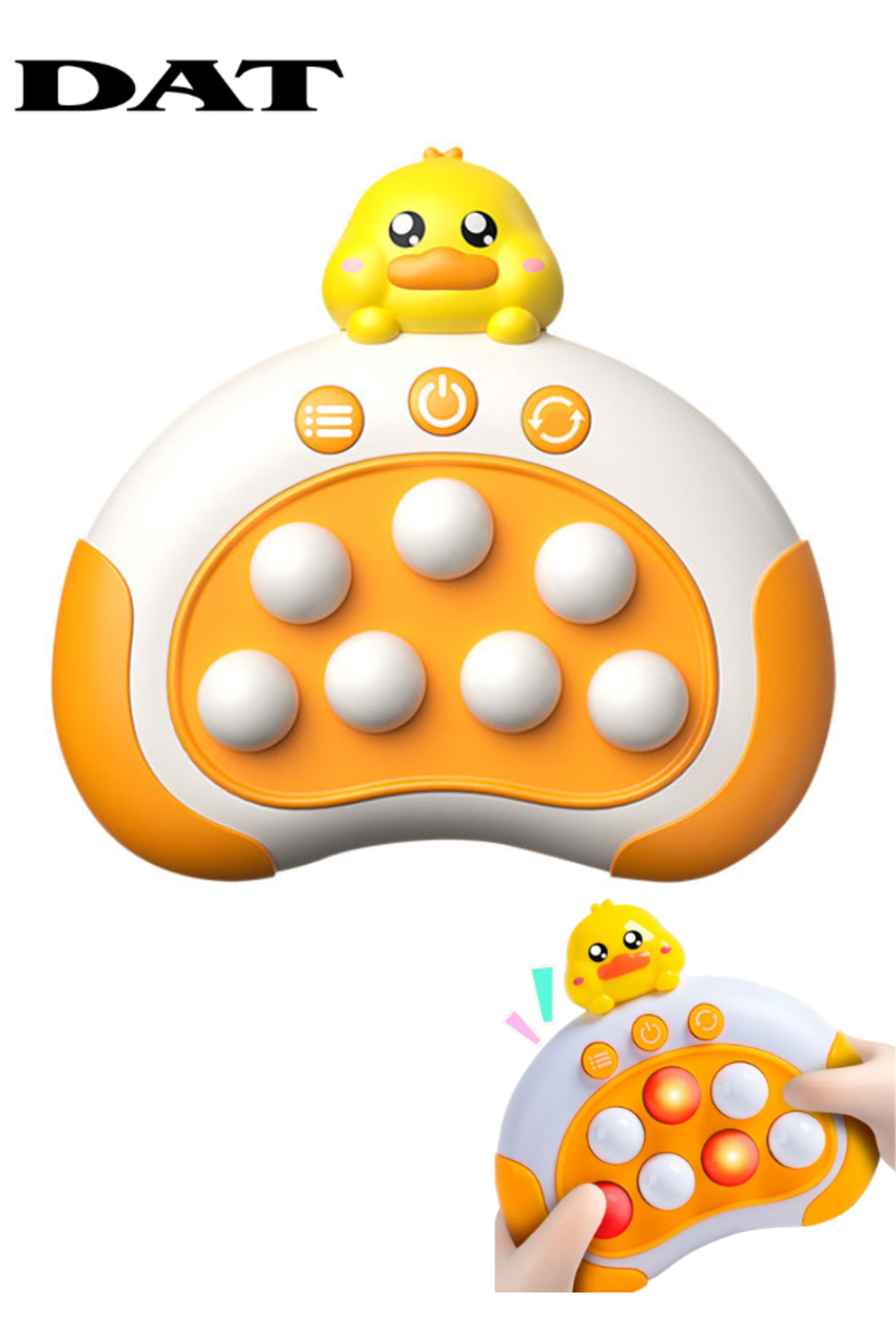 DAT Duck Pop It Game Console | 4 Game Modes + LED Light Buttons |