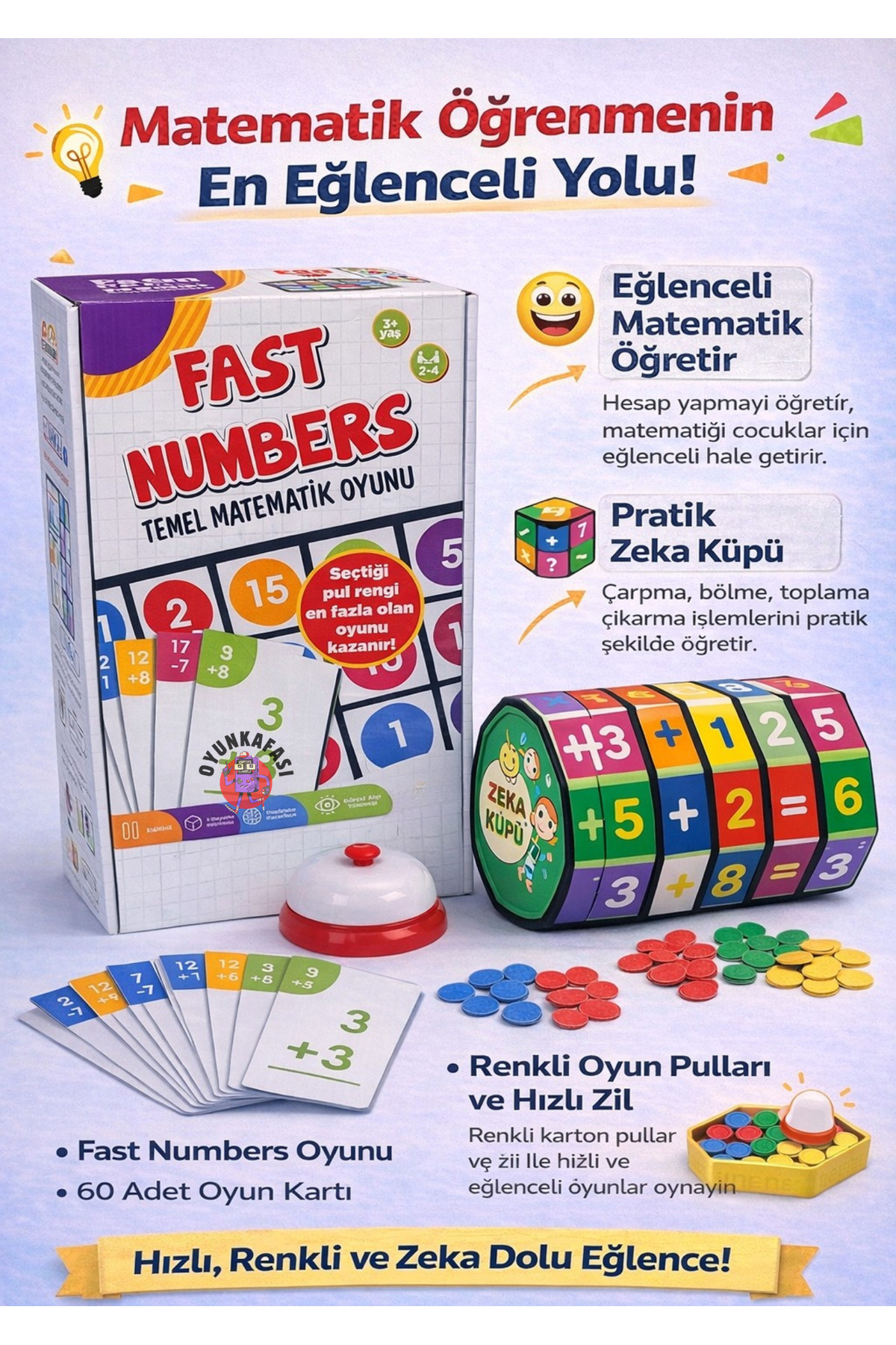 OYUNKAFASI 2’li Matematik Oyun Seti – Fast Numbers + Matematik Küpü Eğitici Zeka Geliştirici Çocuk Oyunu fotoğrafı 3 (önizleme)