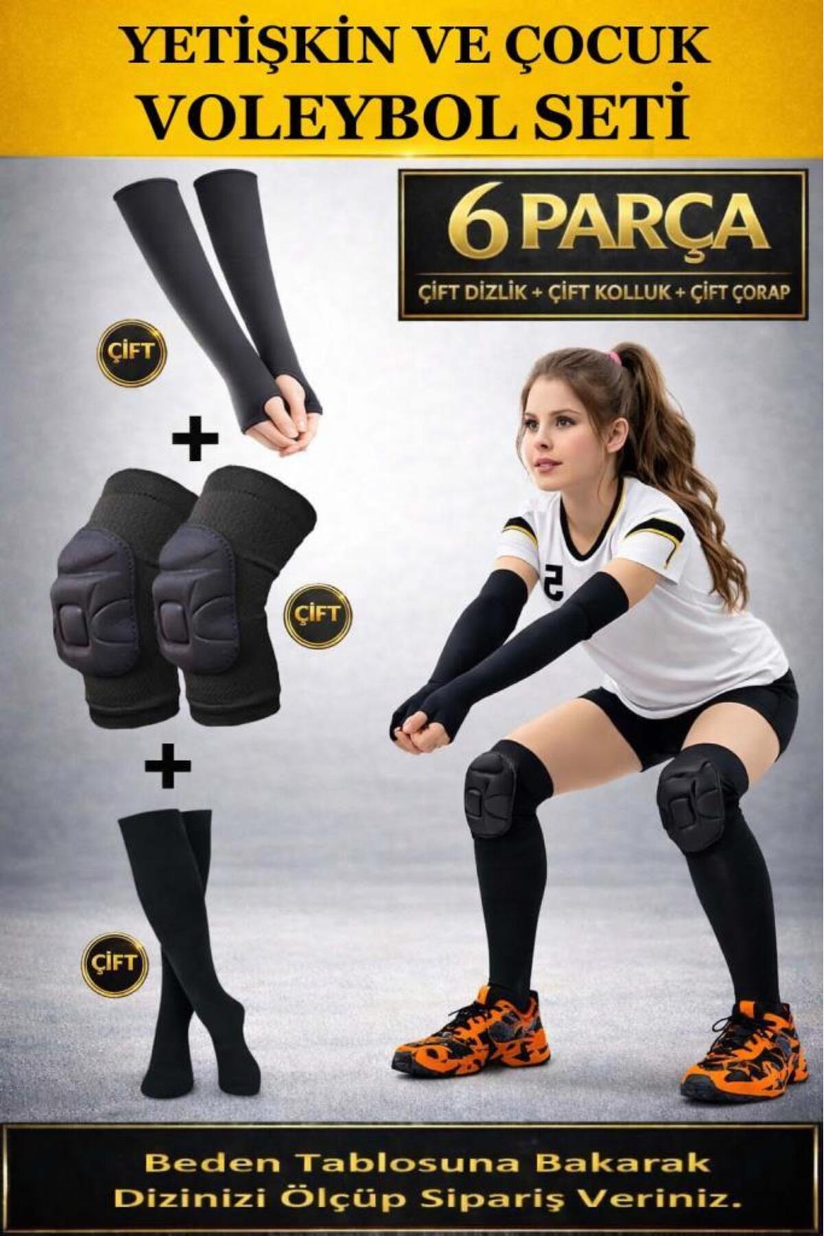 Adult & Kids Volleyball Knee Pad Volleyball Sleeve Volleyball Socks Set 6 Pcs