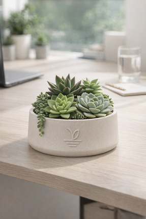 ESG PLUS Cookie 17 cm Dekoratif Beton Kaktüs Sukulent Aranjman ve Bonsai Saks...