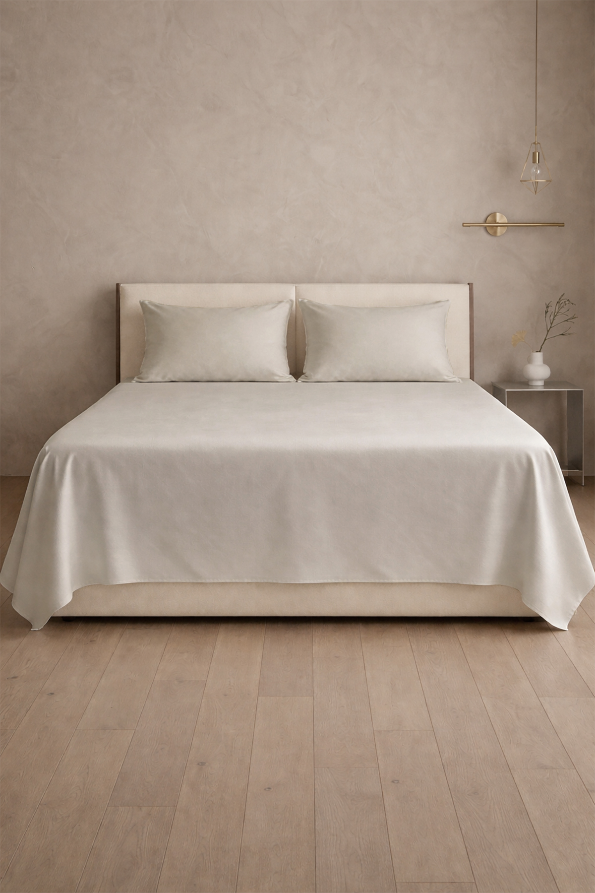 100% Cotton Satin 200 TC (80 Strands) Flat Sheet Set Champagne