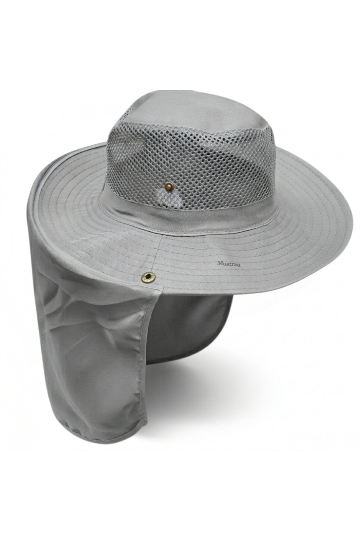 Mustran  Yazlık Güneş Şapkası UV Korumalı Fileli Safari Outdoor Balıkçı Şapkası Ense Korumalı Unisex – Gri - Görsel 2