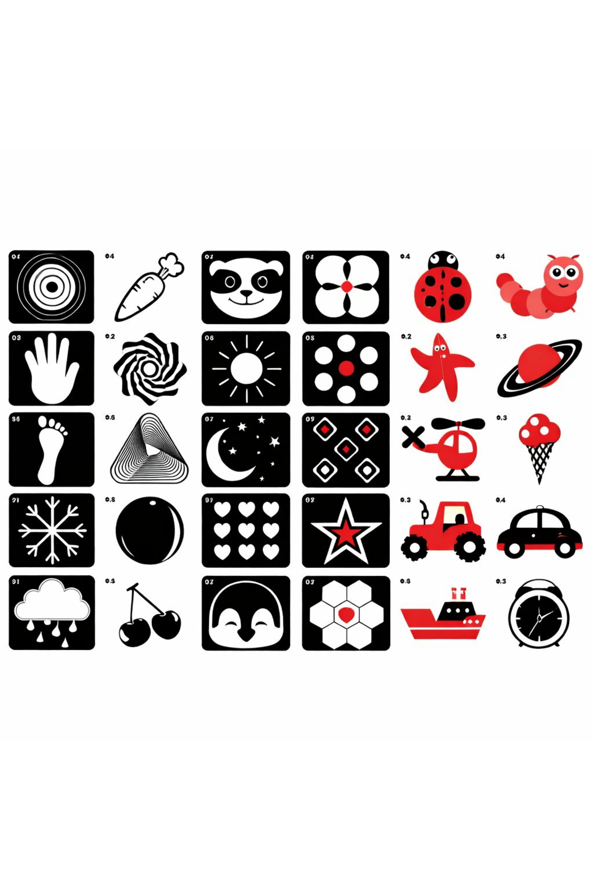 The Monarch Co 0-12 Ay Bebek Zeka ve Gelişim Kartları - Yenidoğan Siyah Beyaz Yüksek Kontrastlı Görsel Eğitim Seti fotoğrafı 2 (önizleme)