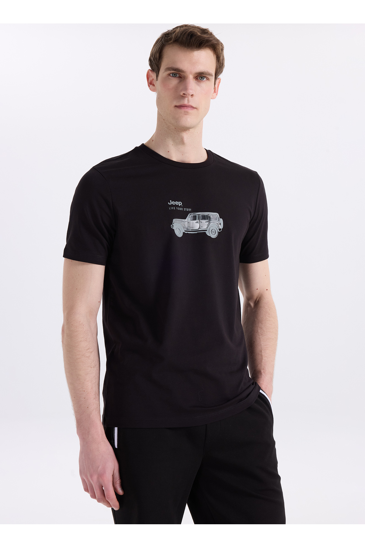 Jeep Siyah Erkek Relaxed Baskılı T-Shirt J6SM-TST7481 - Fiyatı