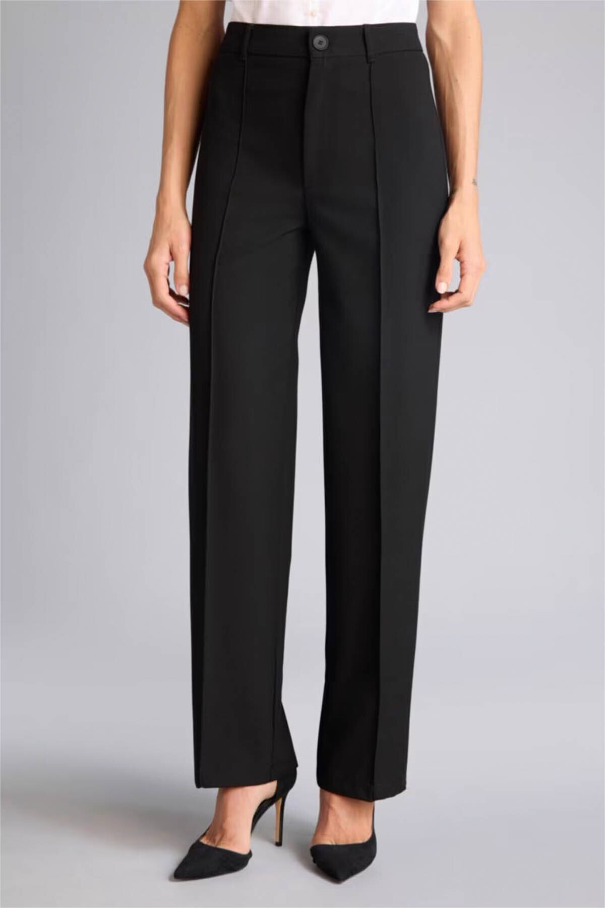 Defacto  Wıde Leg Normal Bel Düz Paça Pantolon H1921AX26SM - Görsel 3