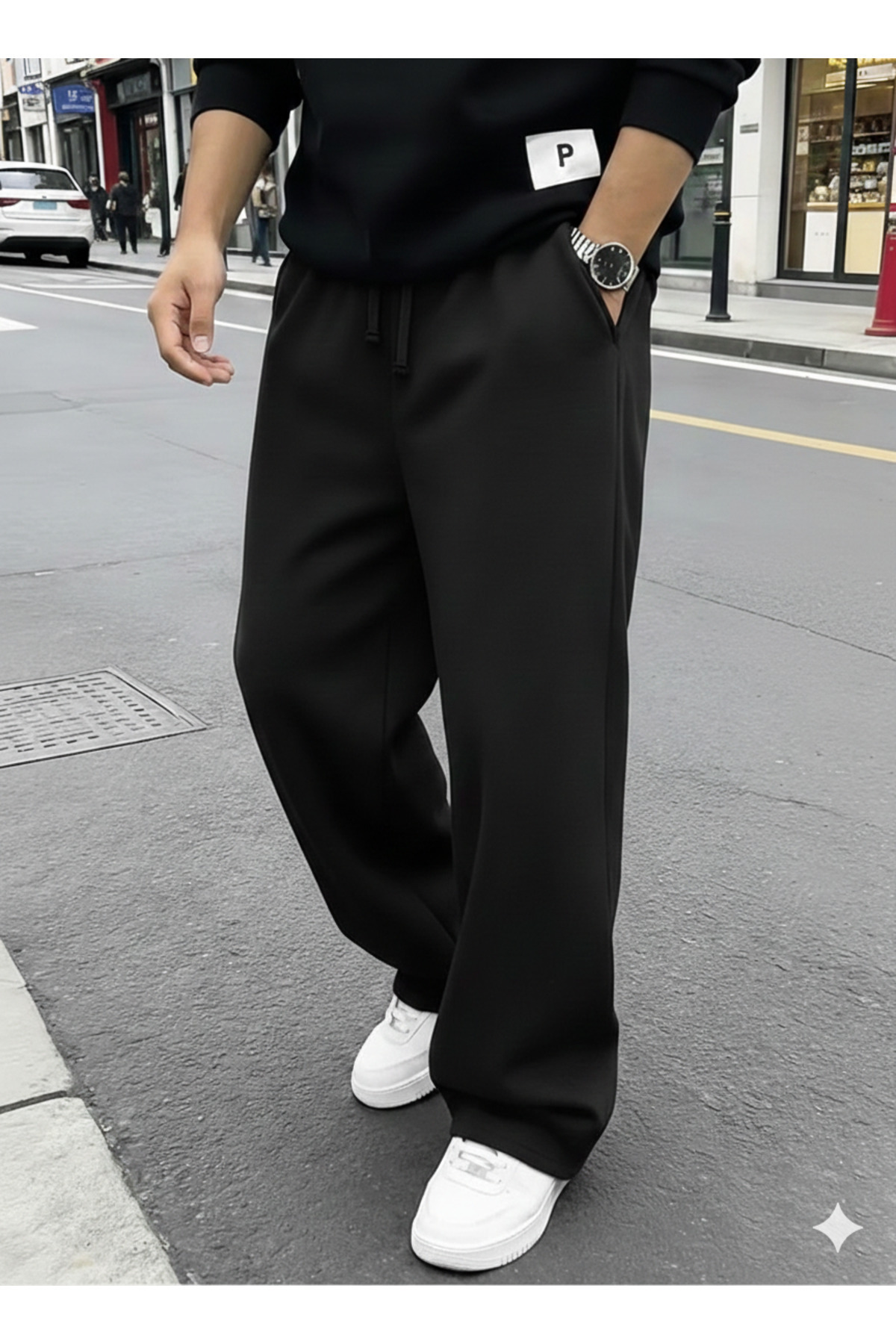 yx yustex sport  2’li Paket Erkek Mevsimlik Oversize Eşofman Altı Seti - Siyah & Gri Renk Seçeneği - Rahat Kalıp - Görsel 2