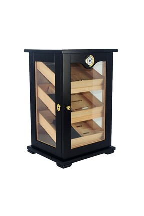 CIGARLOONG 3 Raflı Puro Kutusu Humidor Kabinet Siyah 150's