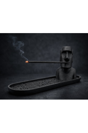 Zeyline Moai Tütsülük - Paskalya Adası Heykeli Tasarımlı Dekoratif Tütsü Standı