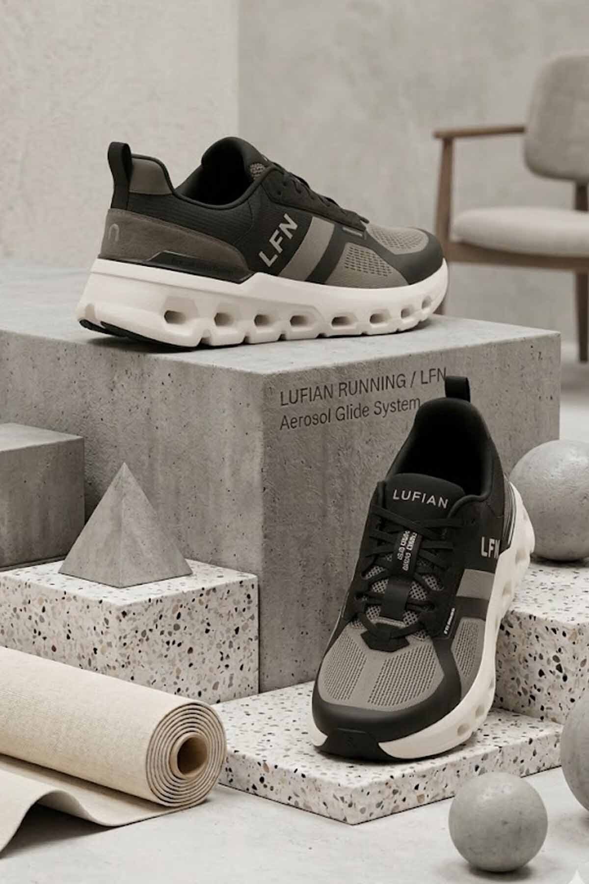 Lufian Erkek Siyah Gri Running Sneaker - Aerosol Glide System Hafif ve Rahat Koşu Yürüyüş Ayakkabısı görsel 7