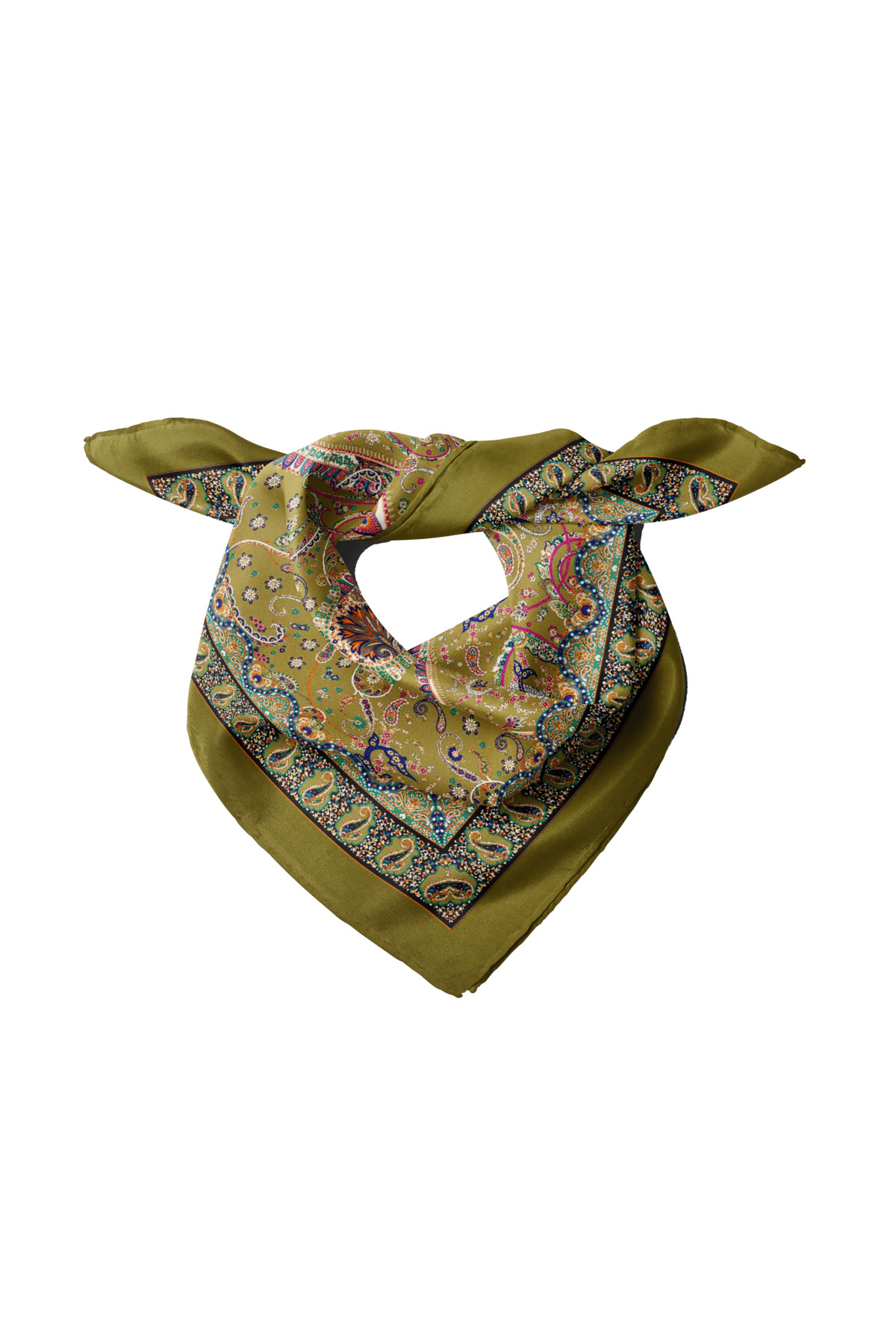Sultan İpek Şal Desenli Fular / Bandana 50x50cm görsel 2