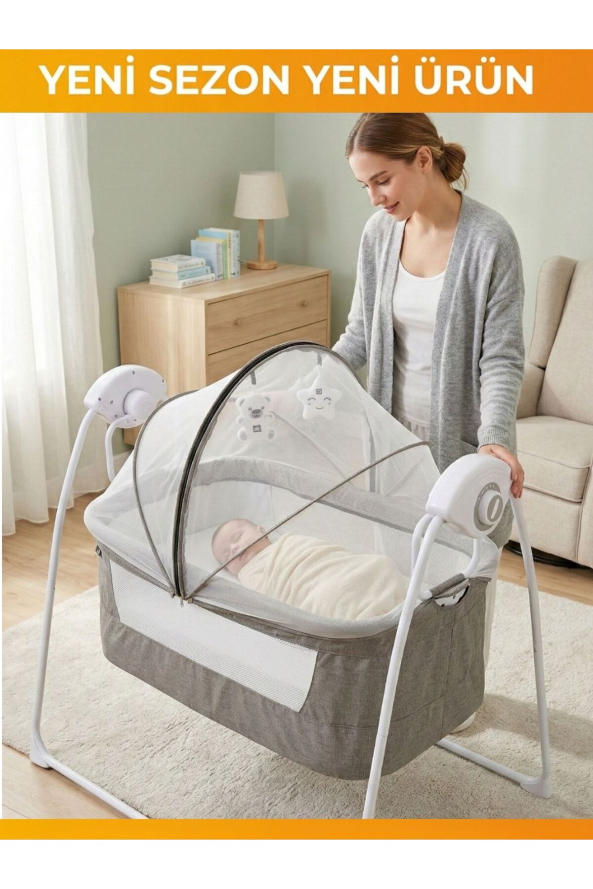 modabebekler Yeni Doğan Bebek Seti Puset Ana Kucağı Beşik Çantalı Ergonomik Konforlu Şık Tasarım Set fotoğrafı 3 (önizleme)