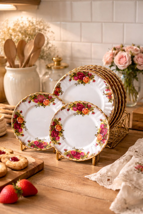 Royal Albert Old Country Roses Pasta Tabağı – İngiliz Bone China Vintage Antika