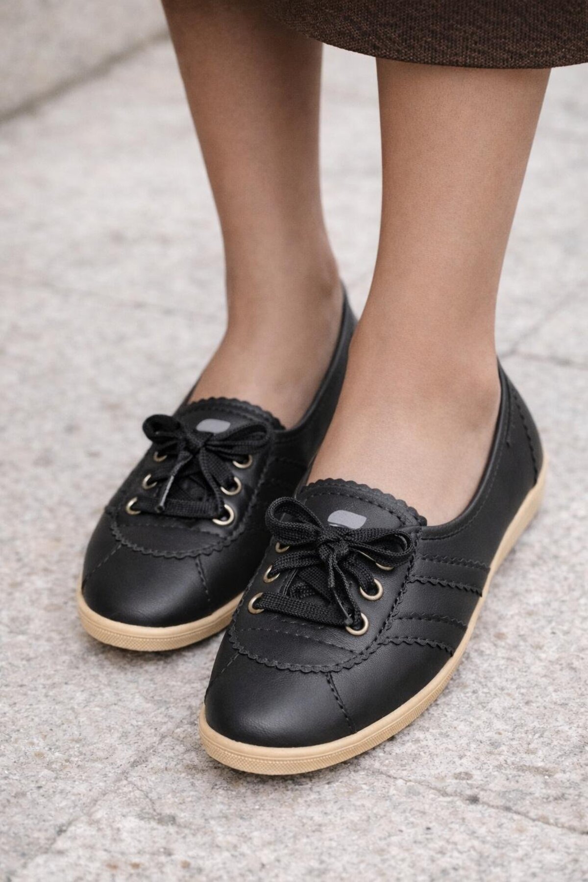 Slipcat  Kadın Spor Bağcıklı Günlük Rahat Retro Çizgili Babet Ayakkabı - Görsel 5