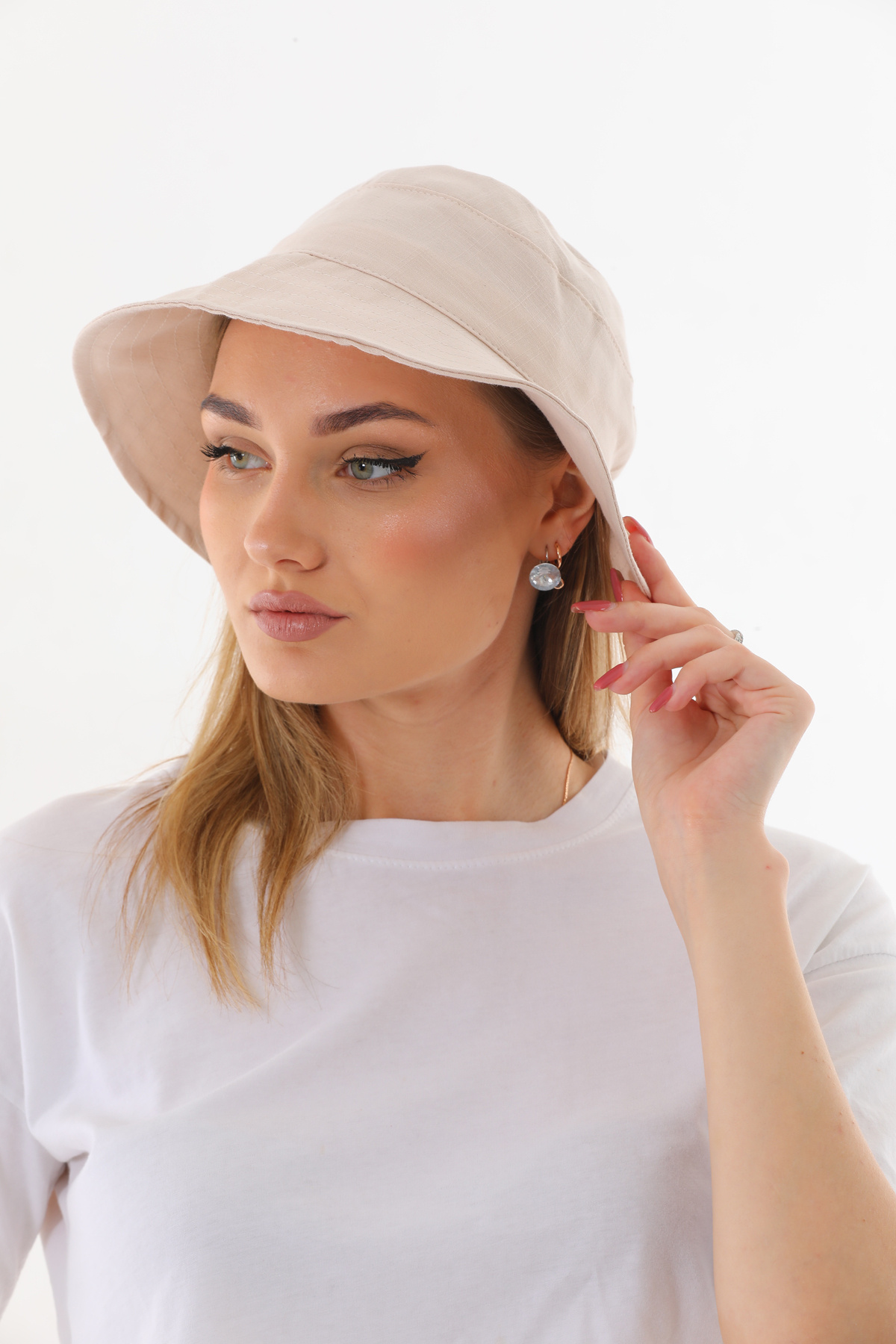 Ritagarcia Kadın Fiyonk Detaylı Kova Şapka - Arkası Ayarlanabilir Cırt Cırtlı Bucket Hat görsel 6