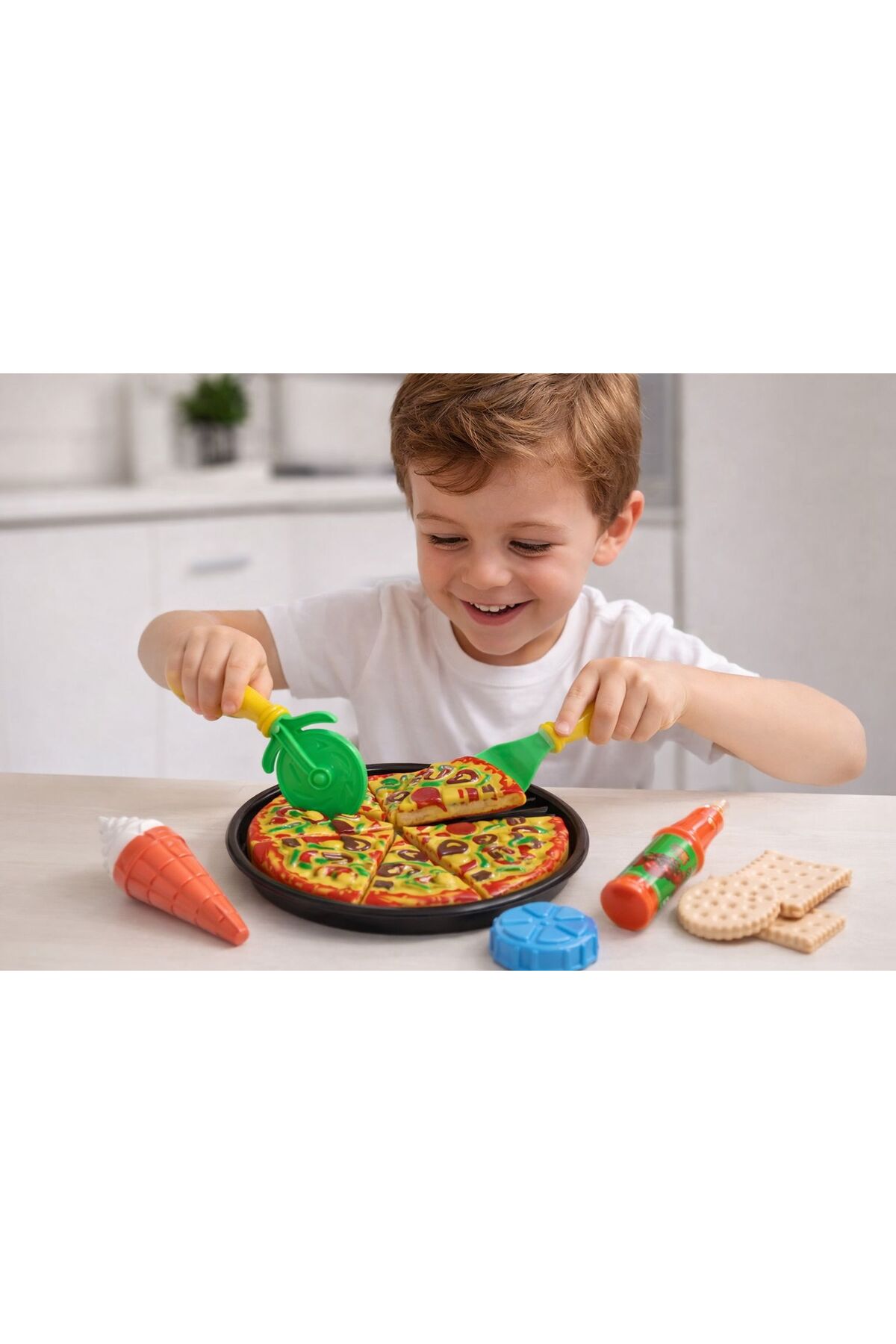 ydn Kartelada Oyuncak Pizza Set 17 Parça, Mutfak Aşçılık Seti