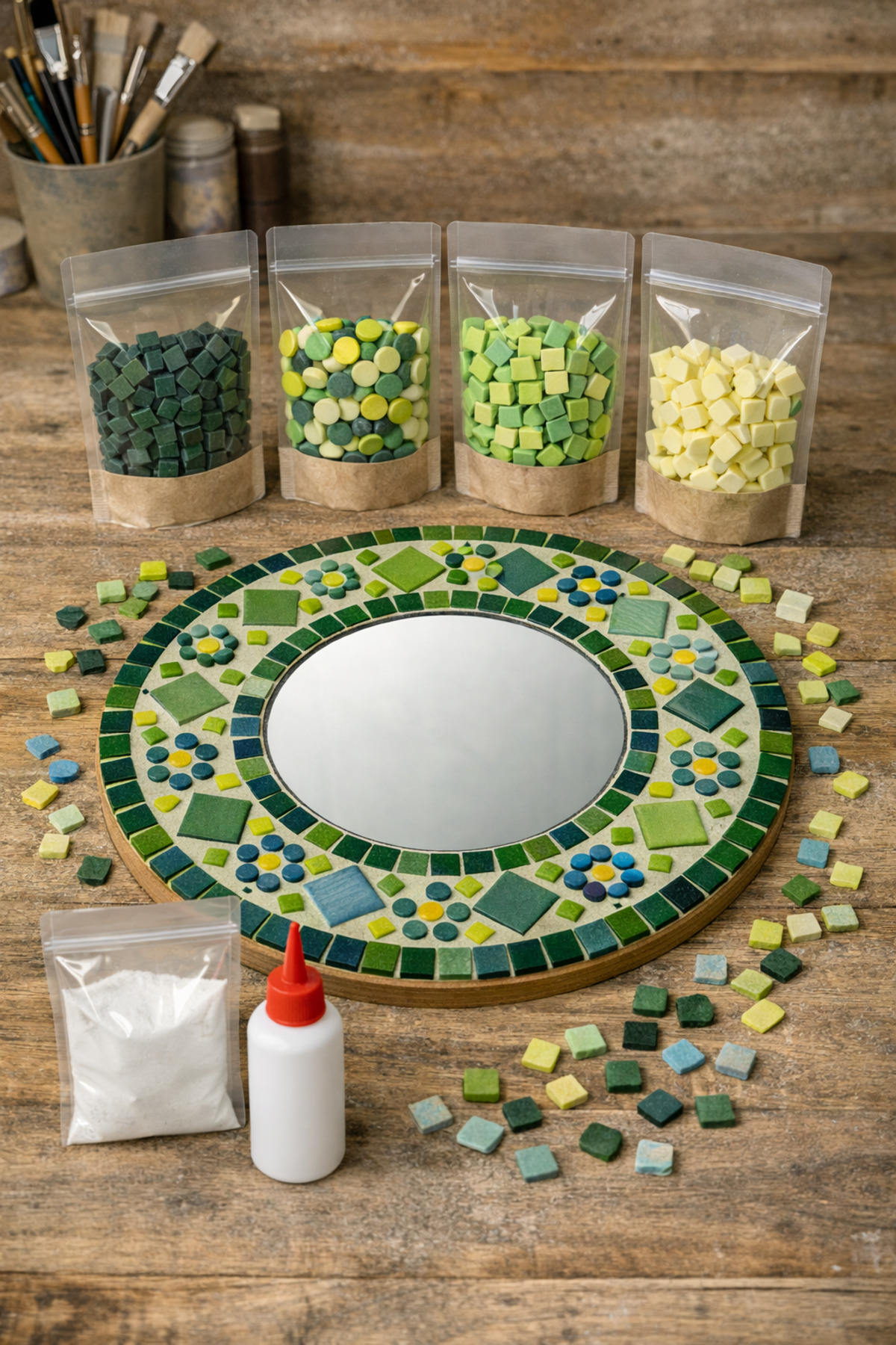 Karsan Mozaik 34x34cm Yuvarlak Pleksi Aynalı Yetişkin Mozaik Set