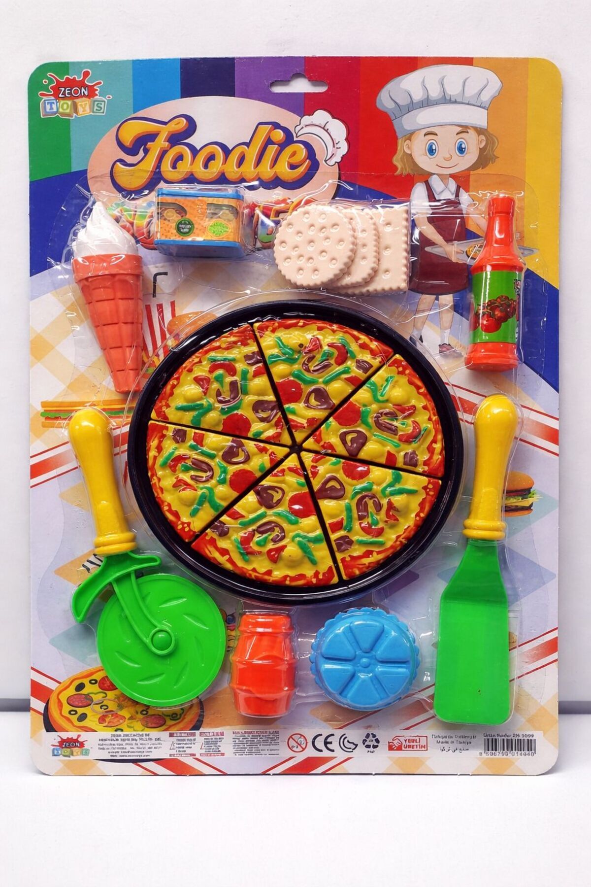 ydn Kartelada Oyuncak Pizza Set 17 Parça, Mutfak Aşçılık Seti