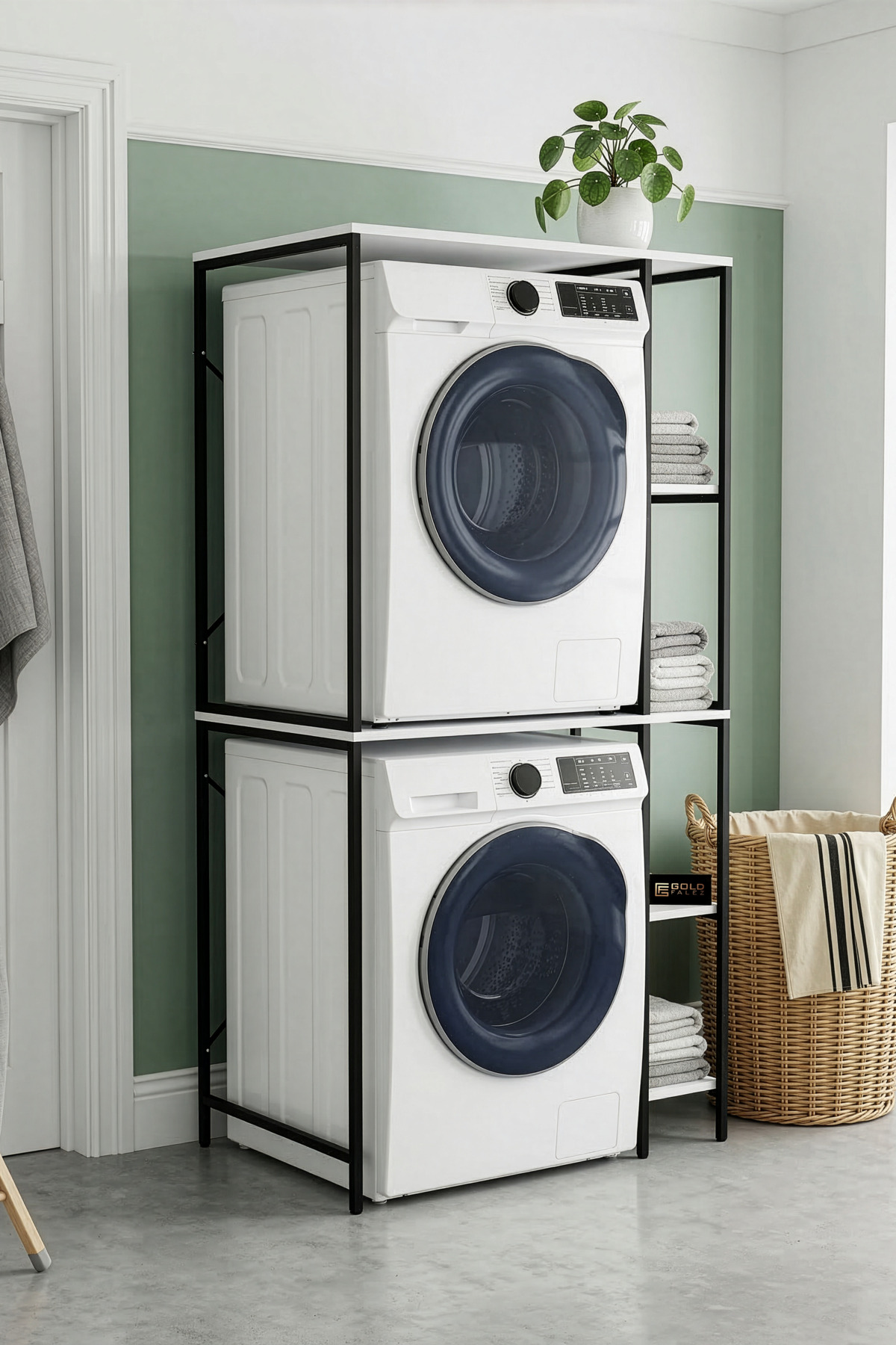 Çamaşır Makinesi Dolabı Yan Raflı Dolap Metal Banyo Organizer Çok Katlı Düzenleyici 264 Siyah görsel 2