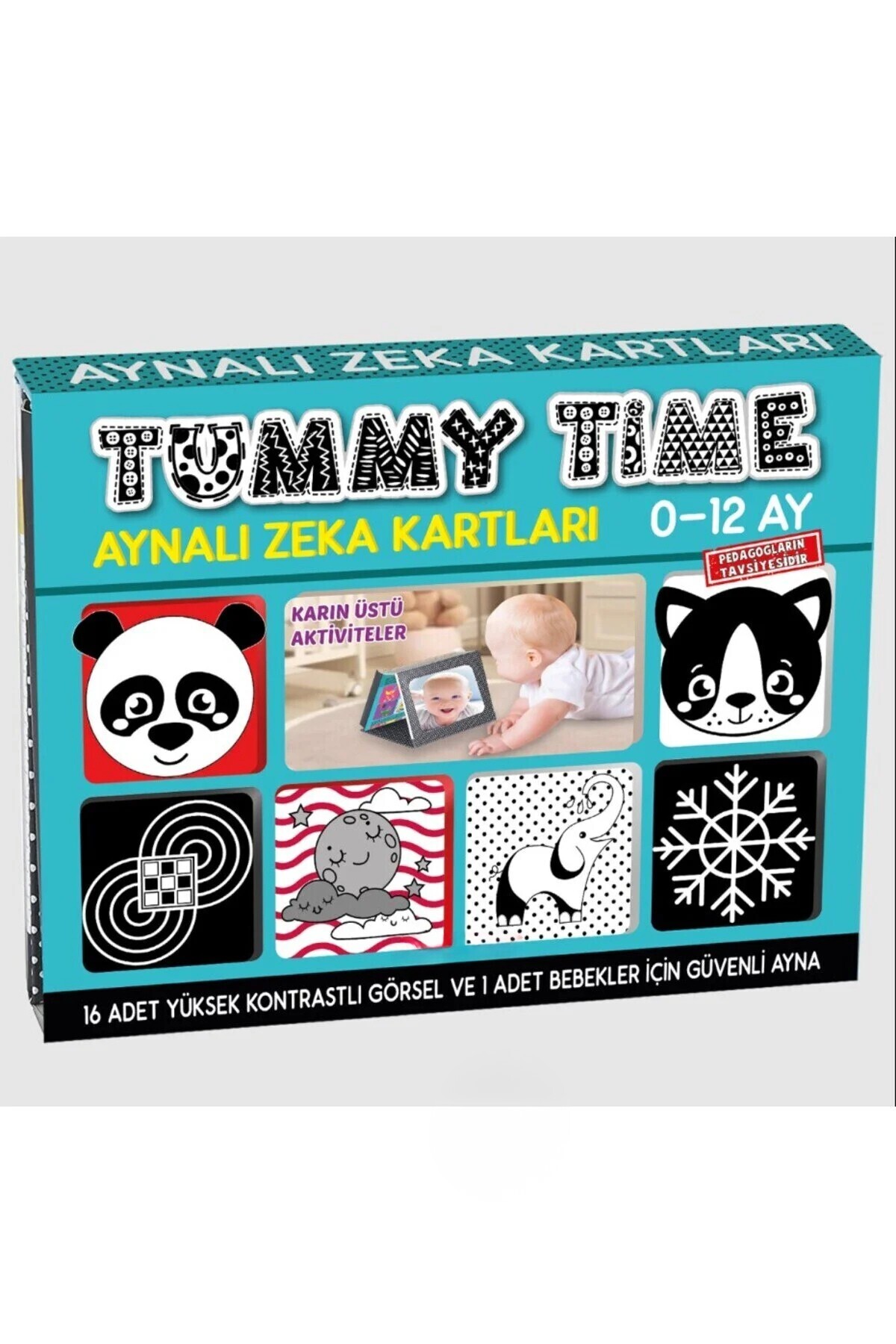 The Monarch Co Tummy Time Aynalı Bebek Zeka Kartları (0-12 Ay) - Yüksek Kontrastlı Yenidoğan Gelişim Seti fotoğrafı 2 (önizleme)