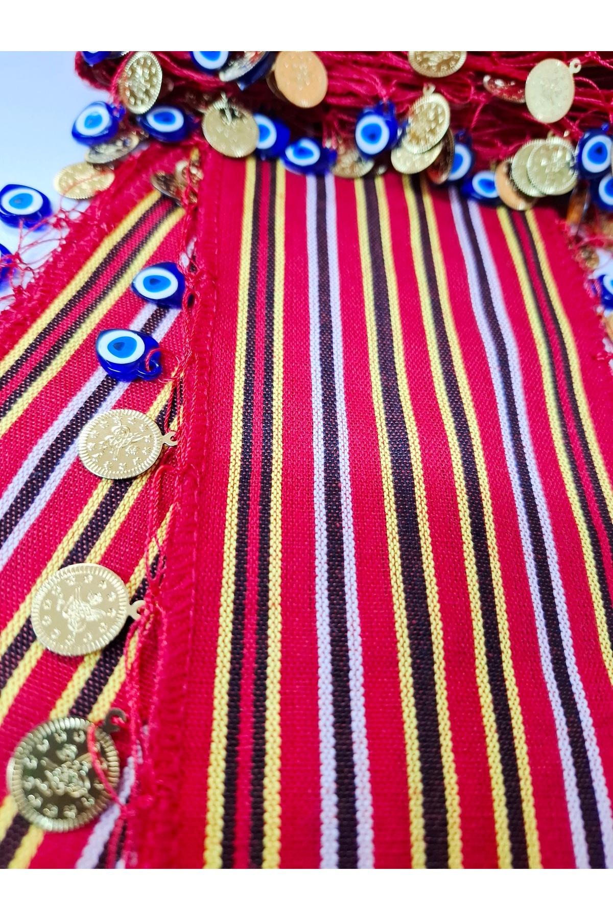 ASYA PAZARLAMA Karadeniz Bandana, Dolu Nazar Boncuklu Ve Liralı Keşan, Fular, Şal, Saç Bandı, Bandana, Puşi görsel 4
