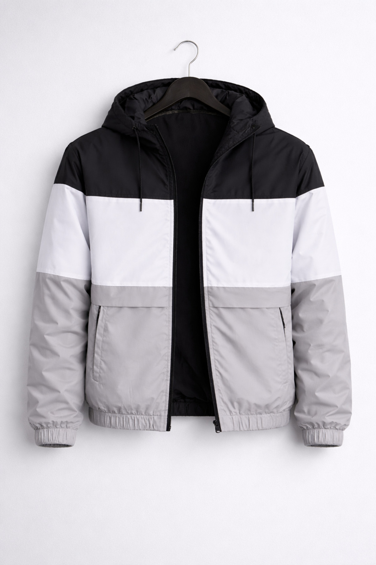 DAMGA JEANS  Erkek Trend Desenli Gri Fermuarlı Yağmurluk - Görsel 4