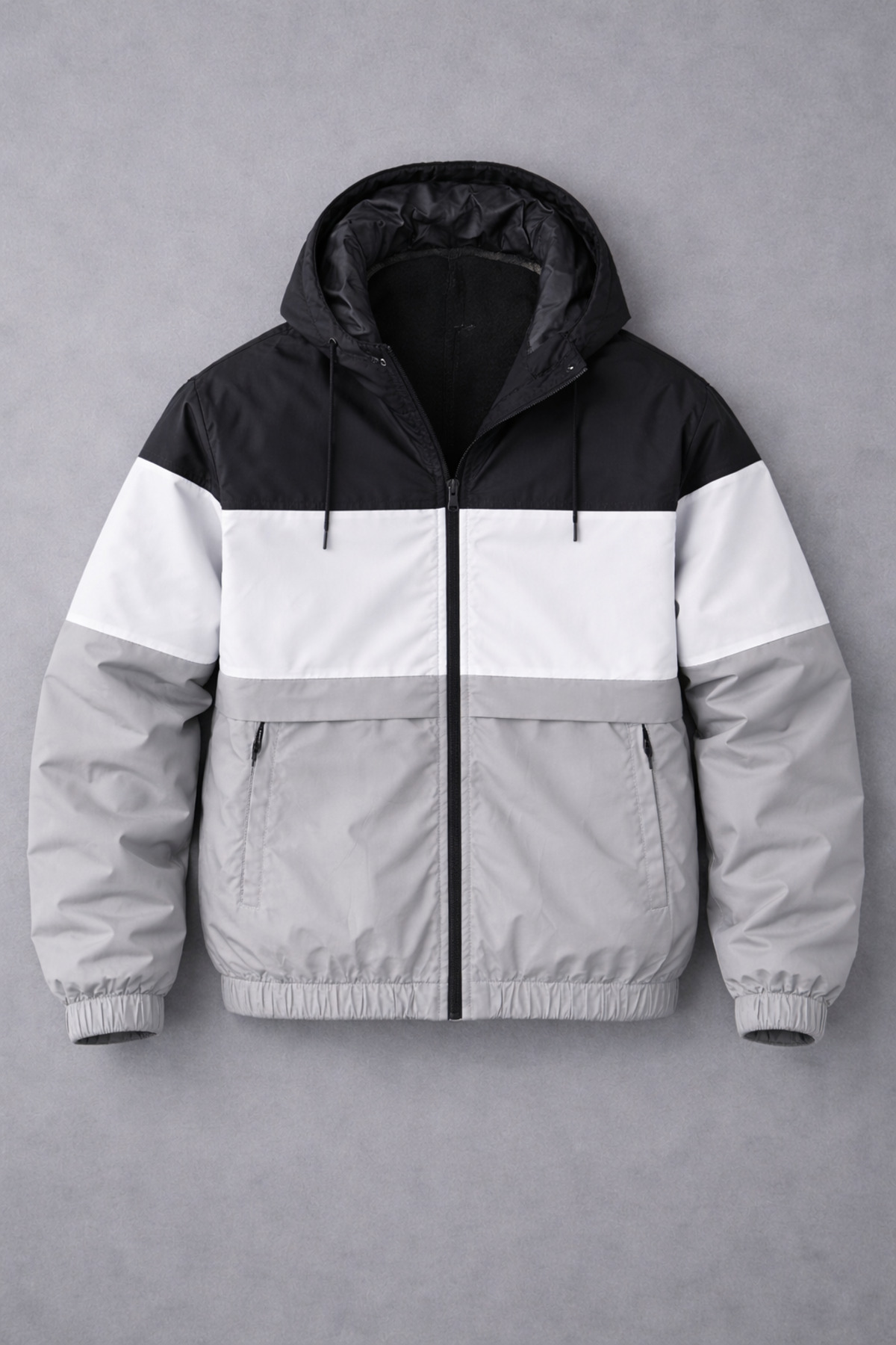 DAMGA JEANS  Erkek Trend Desenli Gri Fermuarlı Yağmurluk - Görsel 5