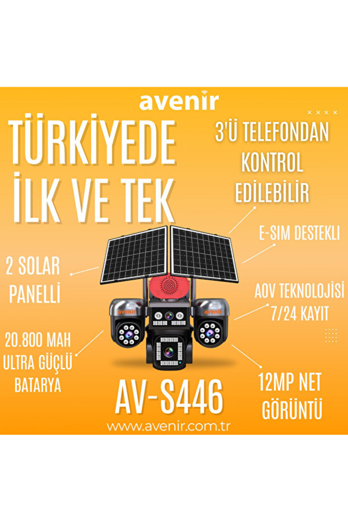 TRCharger Avenir S446 4 Kameralı 4G Güvenlik Kamerası Sim Kartlı