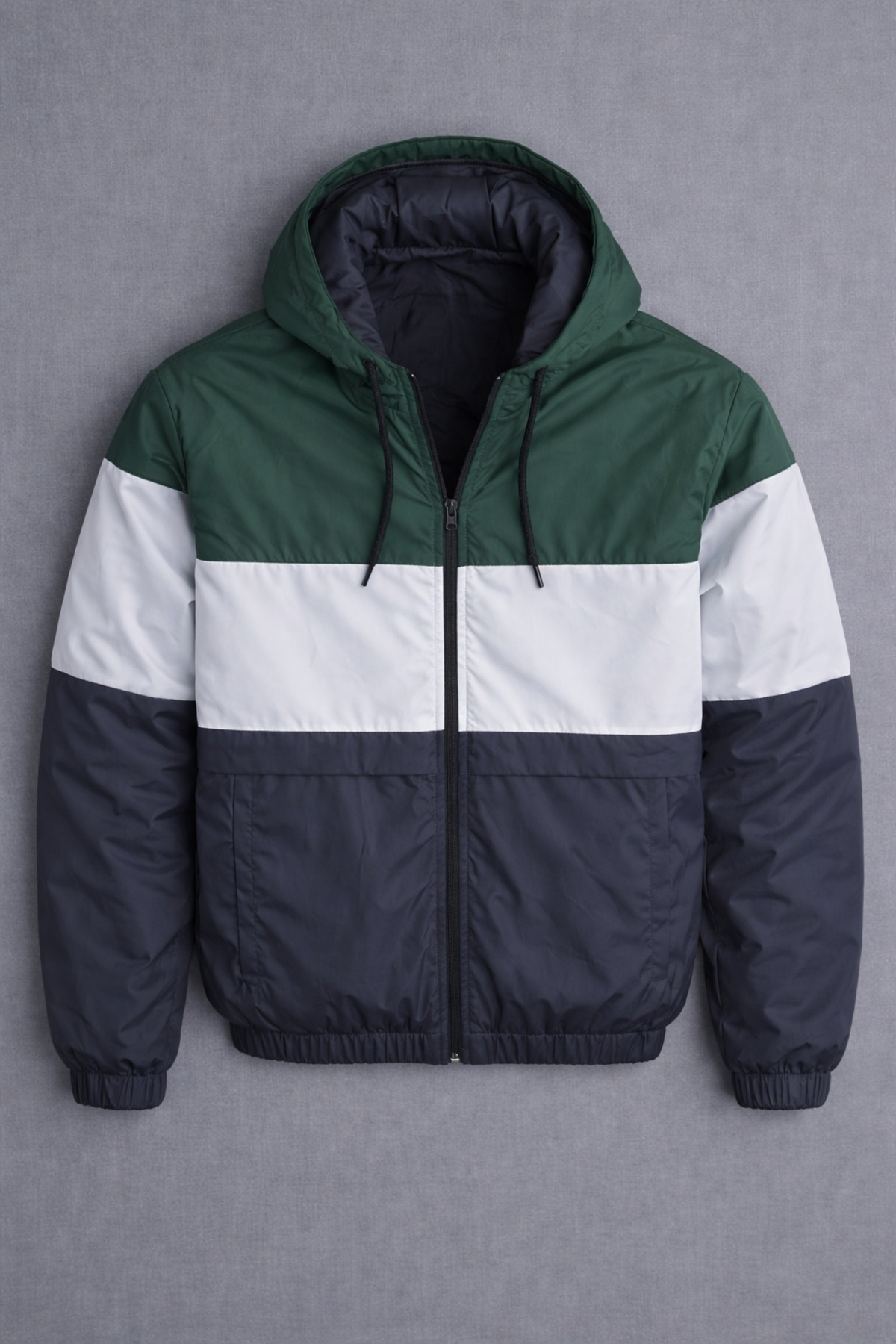 DAMGA JEANS  Erkek Trend Desenli Yeşil Fermuarlı Yağmurluk - Görsel 5