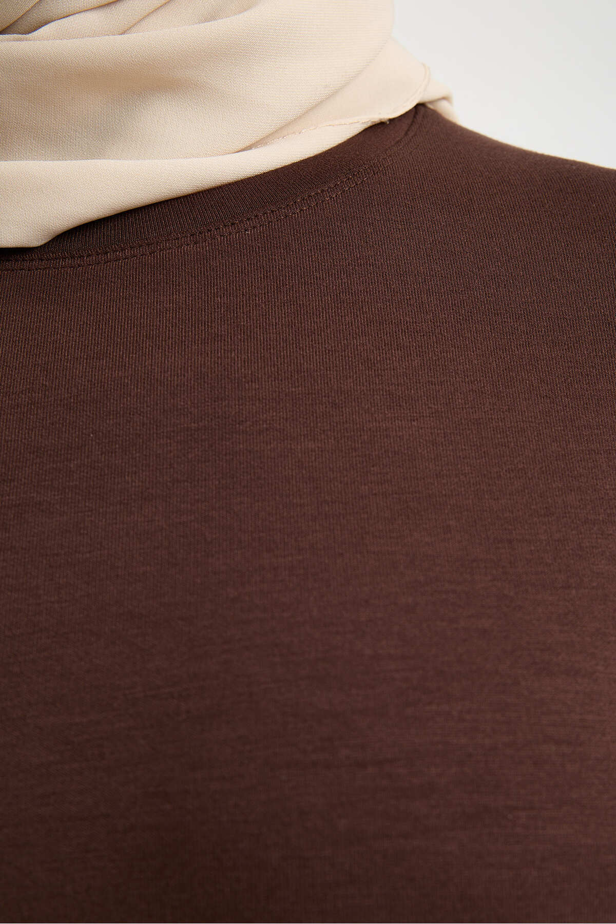 Kadın Premium Modal Kumaş Basic Tunik Takım – Rahat Kesim İkili Tesettür Takım - Kahverengi
