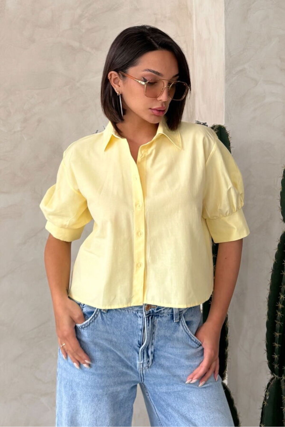 VERYMODA  Arkası Kelebek Detaylı Gömlek Sarı | D2787