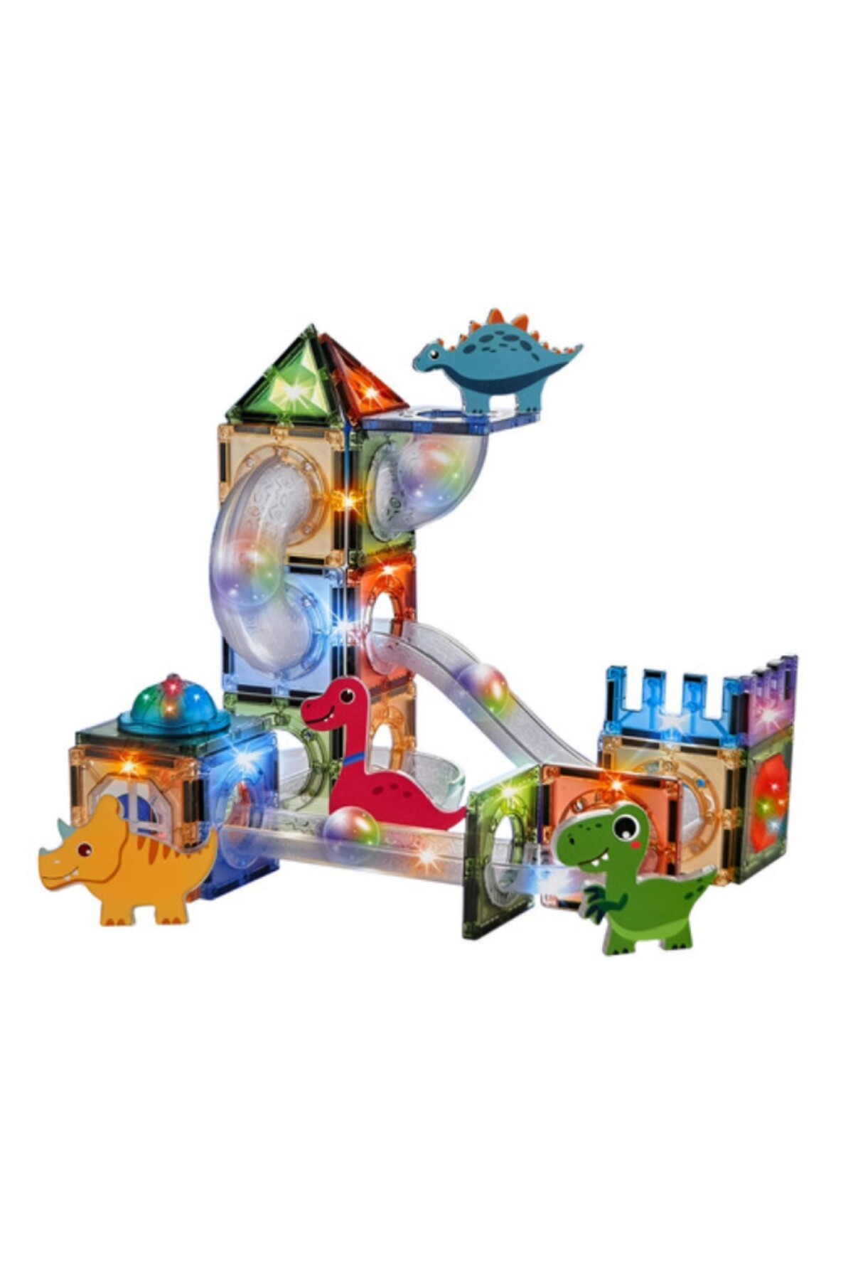 TOYFEST Magnetic Işıklı Manyetik Blok 64 Parça Dinozor Temalı Yapı Oyuncak Seti 3+ Eğitici Zeka Oyunu fotoğrafı 7 (önizleme)