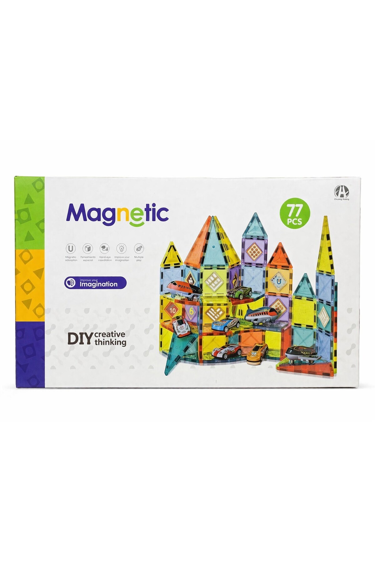 TOYFEST Magnetic 77 Parça Manyetik Yapı Blokları Eğitici Zeka Oyunu Montessori Seti Mini Kare Parça 5.5 CM fotoğrafı 3 (önizleme)