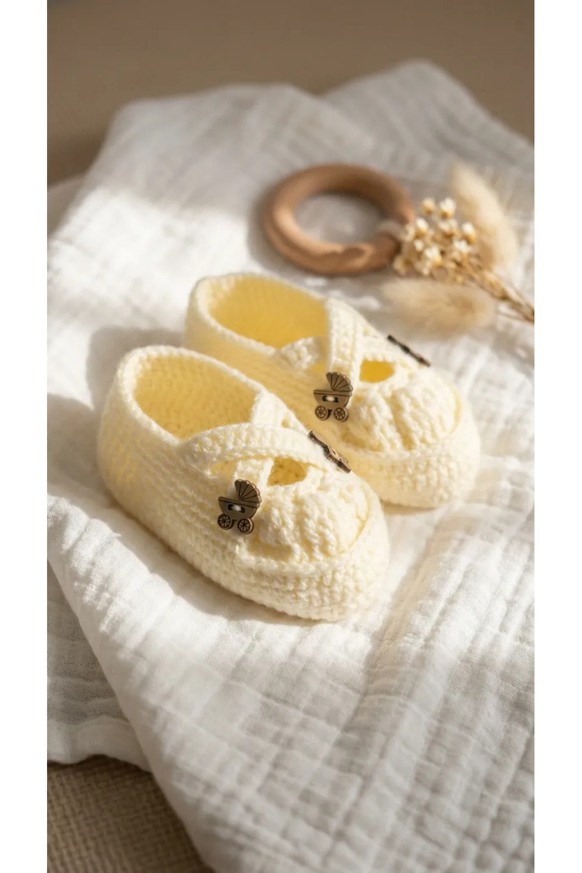 jr.bunnies El Yapımı Yenidoğan Patik | Yumuşak Örgü Bebek Ayakkabısı (0-3 Ay) fotoğrafı 2 (önizleme)