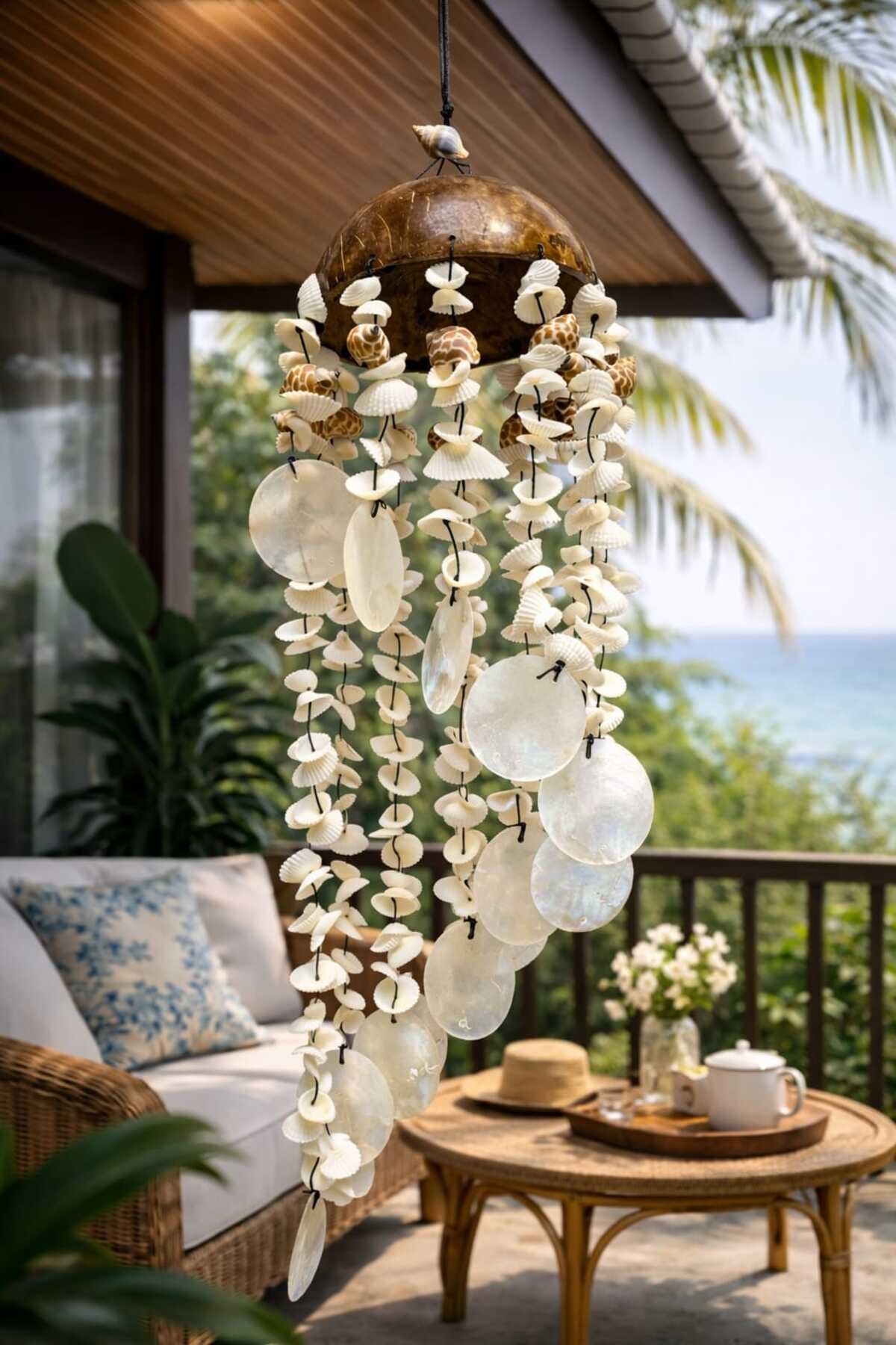 Seashell Wind Bell & Balcony Garden Ceiling Ornament & Natural Seashell