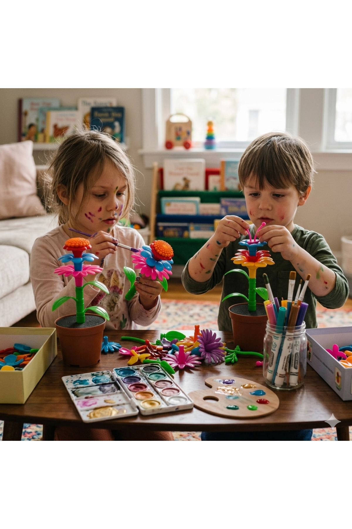 toysmilla Saksı Çiçek Bahçesi Oyuncagı Montessori Okul Öncesi +3 Yaş Yapım Seti Bul Tak Blok Eğitici fotoğrafı 4 (önizleme)