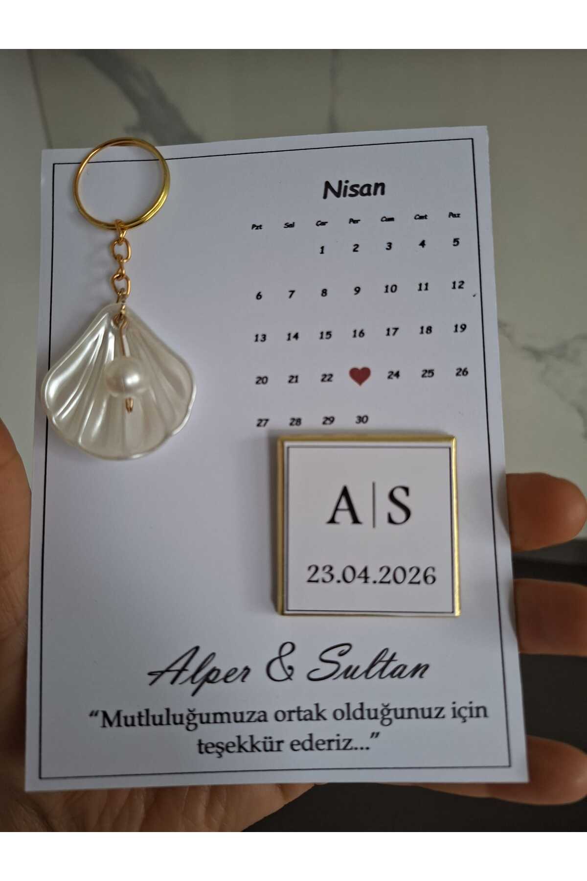 Söz Nişan Düğün Nikah Özel Günler İçin Kişiye Özel Tasarım Çikolata Ve İstiridye Anahtarlık Set 50li