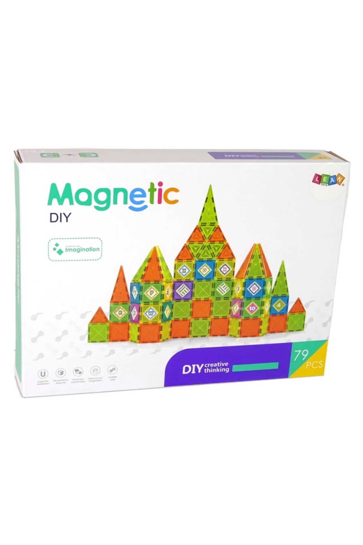TOYFEST Magnetic 79 Parça Manyetik Blok Yapboz STEM Eğitici Oyuncak Kale Oyun Seti Eğitsel Kare Parça 5.5 CM fotoğrafı 2 (önizleme)