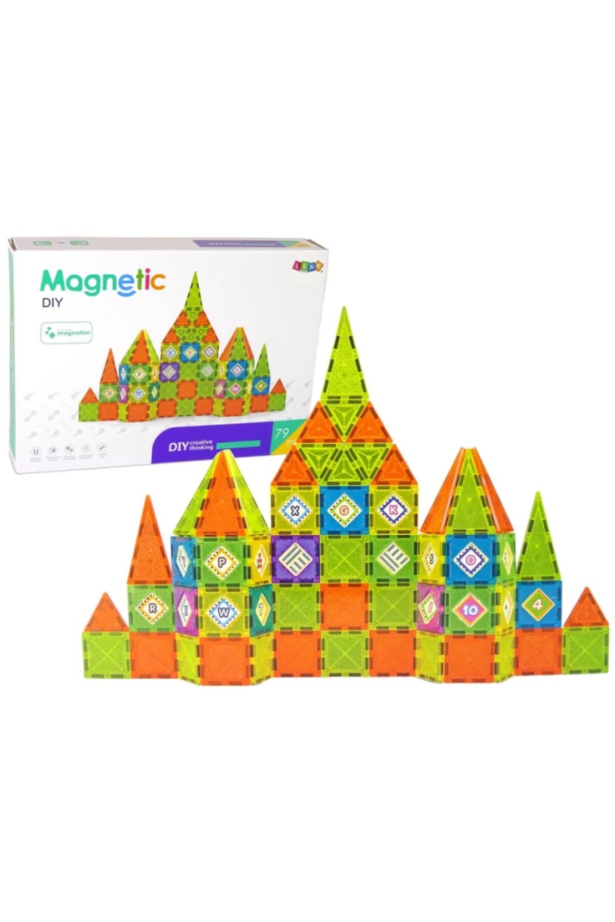 TOYFEST Magnetic 79 Parça Manyetik Blok Yapboz STEM Eğitici Oyuncak Kale Oyun Seti Eğitsel Kare Parça 5.5 CM fotoğrafı 5 (önizleme)