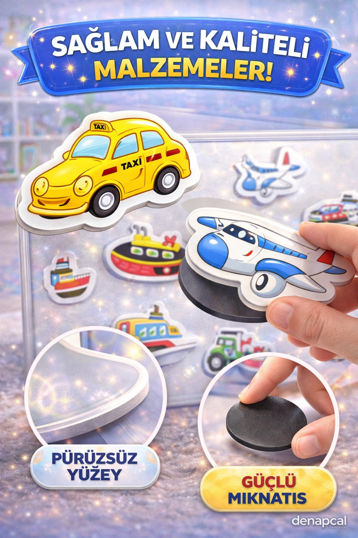 DENAPCAL Manyetik Bloklar Taşıtlar Kartları Manyetik Eğitici Aktivite Seti 3 Yaş+ 30 Parça fotoğrafı 4 (önizleme)