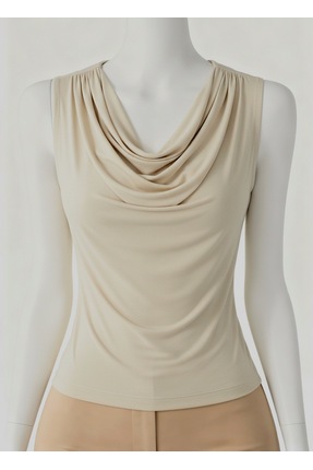 SPARKLE Degaje yaka sandy bluz bej