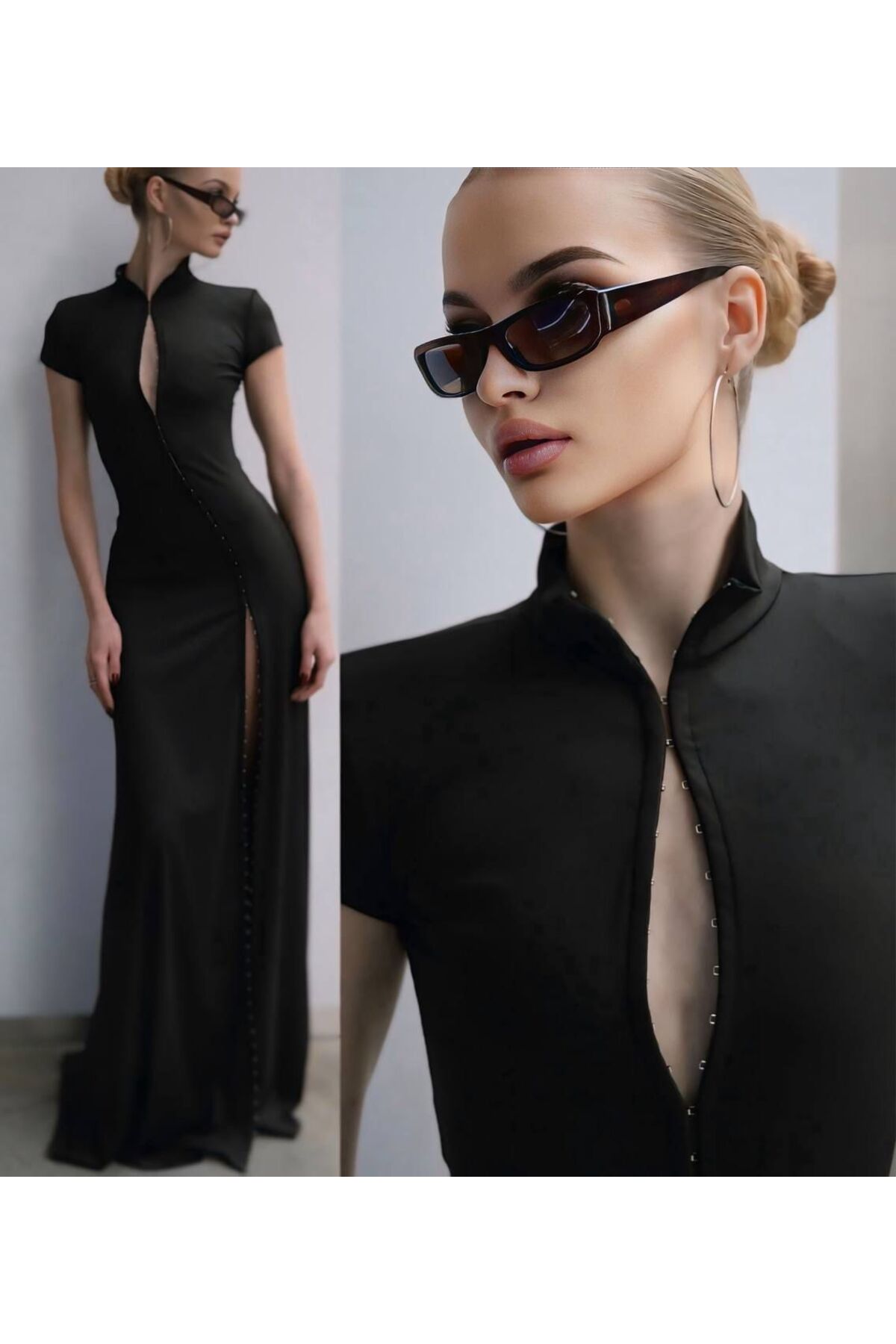 sajarsln  Saja Rsln Agraflı Metal Geçmeli Ayarlanabilir Maxi Boy Odessa Elbise Likralı Esnek Kumaş - Görsel 4