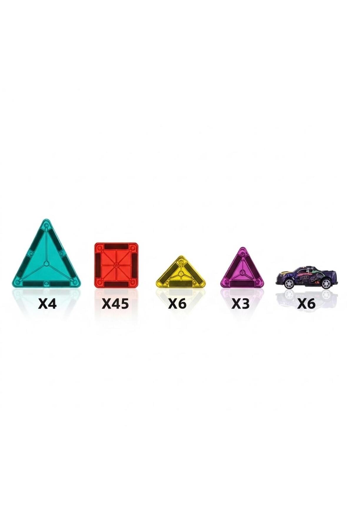 BuradaBuldun Mini Magnetic Imagination 64 Parça Arabalı Manyetik Blok Seti fotoğrafı 3 (önizleme)