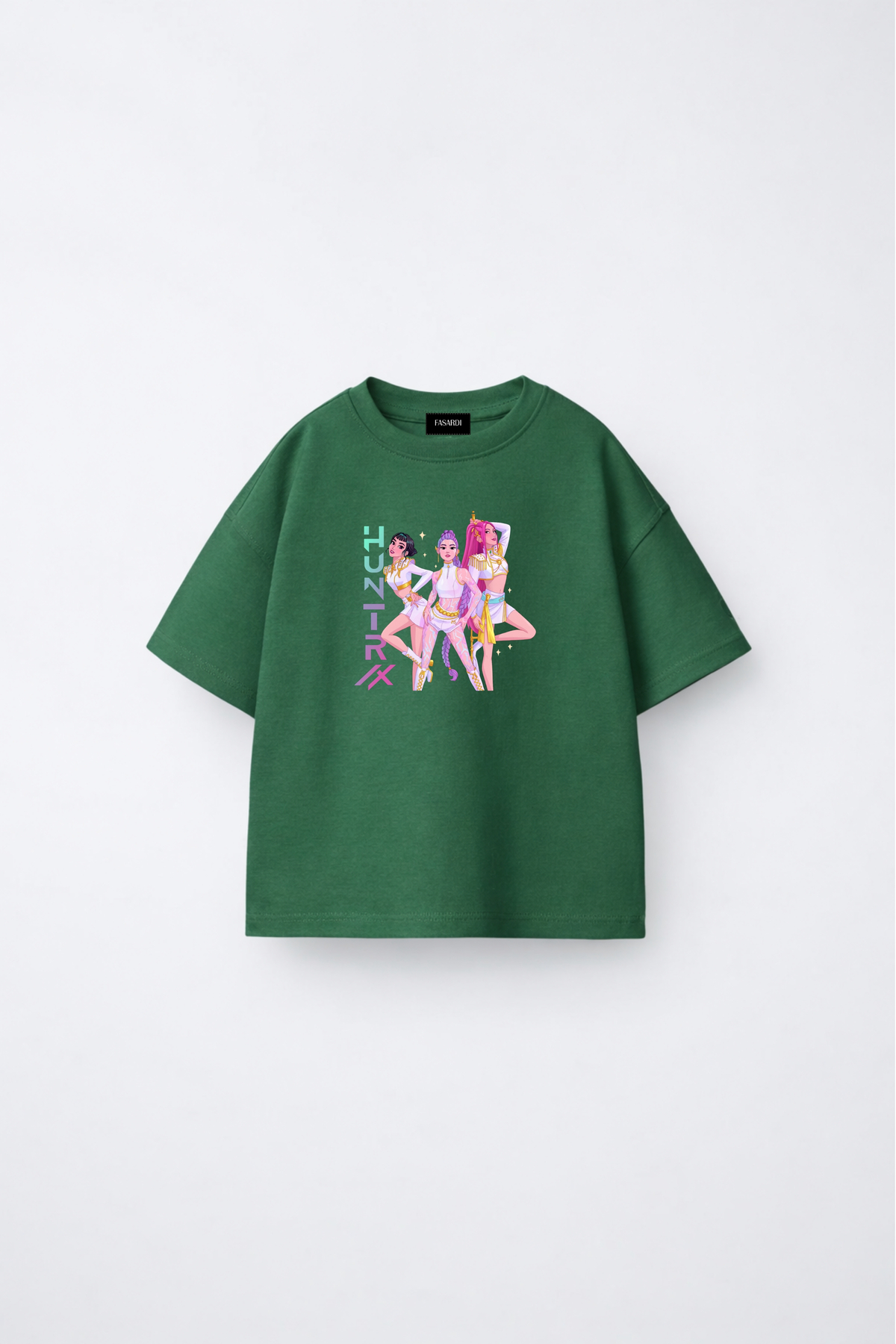 Kpop Demon Hunters Huntrix Zoey Rumi Mira Printed Oversize 100% Cotton Short Sleeve Girls T-Shirt